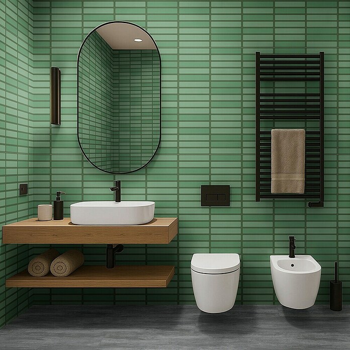 Revêt Wandpaneel SPC Wall Butcherblock (1 200 x 600 mm, Butcherblock Green High Gloss, Hochglänzend) | BAUHAUS