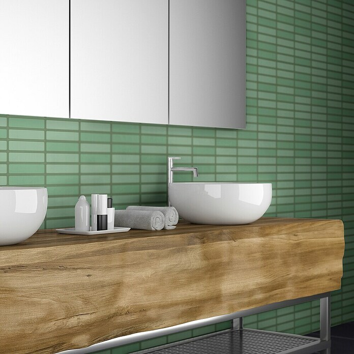 Revêt Wandpaneel SPC Wall Butcherblock (1 200 x 600 mm, Butcherblock Green High Gloss, Hochglänzend) | BAUHAUS