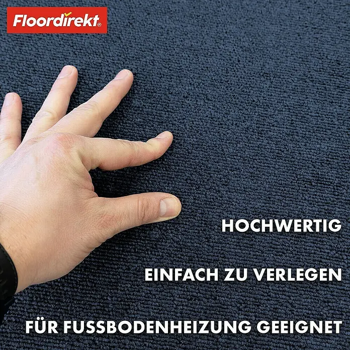 Floordirekt Teppichfliese Moscow 50 x 50 cm Blau - Schlinge, Blau