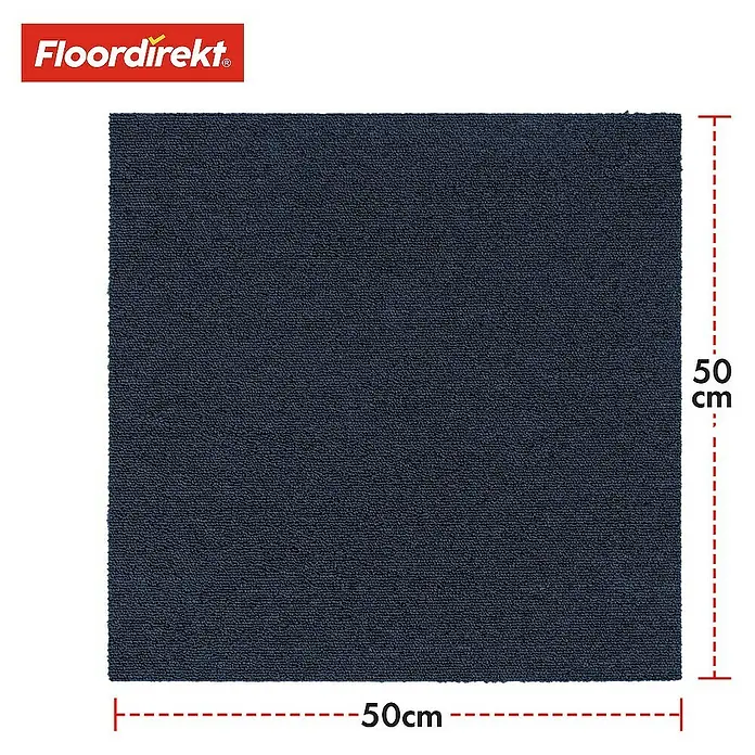 Floordirekt Teppichfliese Moscow 50 x 50 cm Blau - Schlinge, Blau