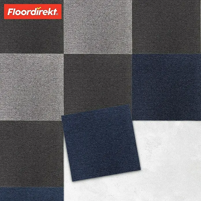 Floordirekt Teppichfliese Moscow 50 x 50 cm Blau - Schlinge, Blau