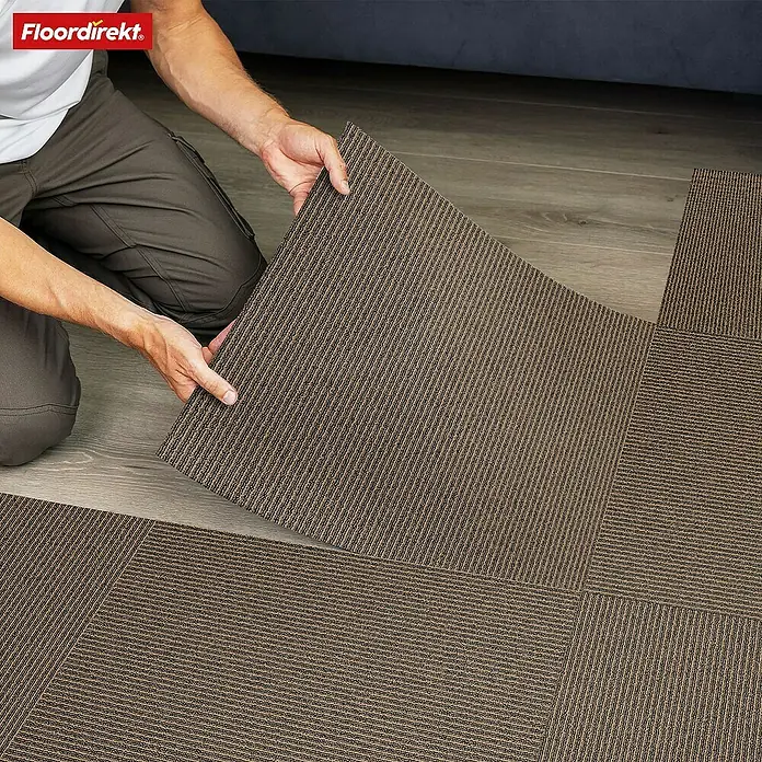 Floordirekt Teppichfliese Bern - 50 x 50 cm - 0,25 m² - Beige - B x L: 50 x 50 cm, Polypropylen, Beige