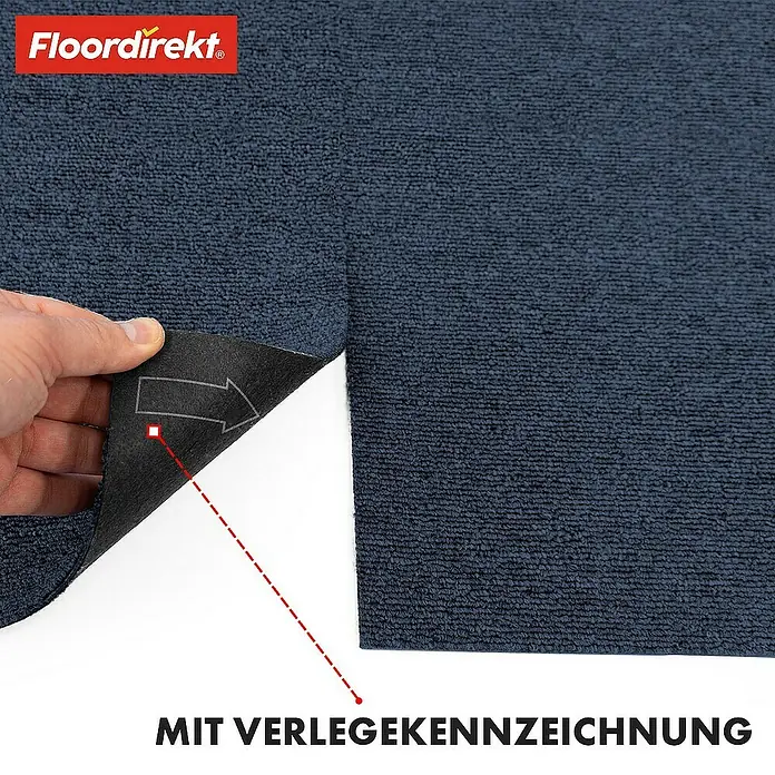 Floordirekt Teppichfliese Moscow 50 x 50 cm Blau - Schlinge, Blau
