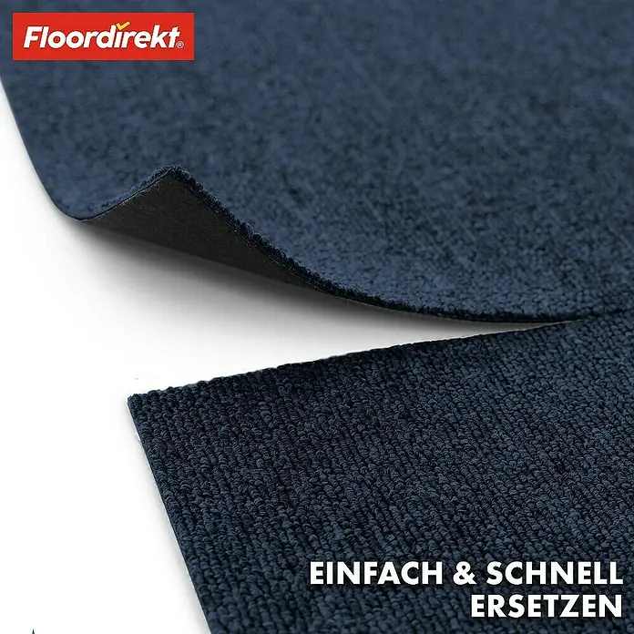 Floordirekt Teppichfliese Moscow 50 x 50 cm Blau - Schlinge, Blau