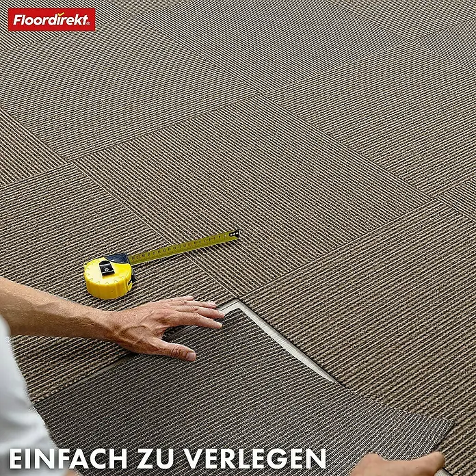 Floordirekt Teppichfliese Bern - 50 x 50 cm - 0,25 m² - Beige - B x L: 50 x 50 cm, Polypropylen, Beige