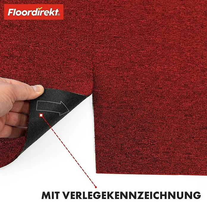 Floordirekt Teppichfliese Moscow 50 x 50 cm Rot - Schlinge, Rot