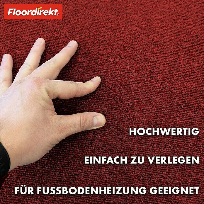 Floordirekt Teppichfliese Moscow 50 x 50 cm Rot - Schlinge, Rot