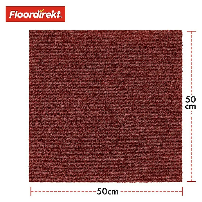 Floordirekt Teppichfliese Moscow 50 x 50 cm Rot - Schlinge, Rot