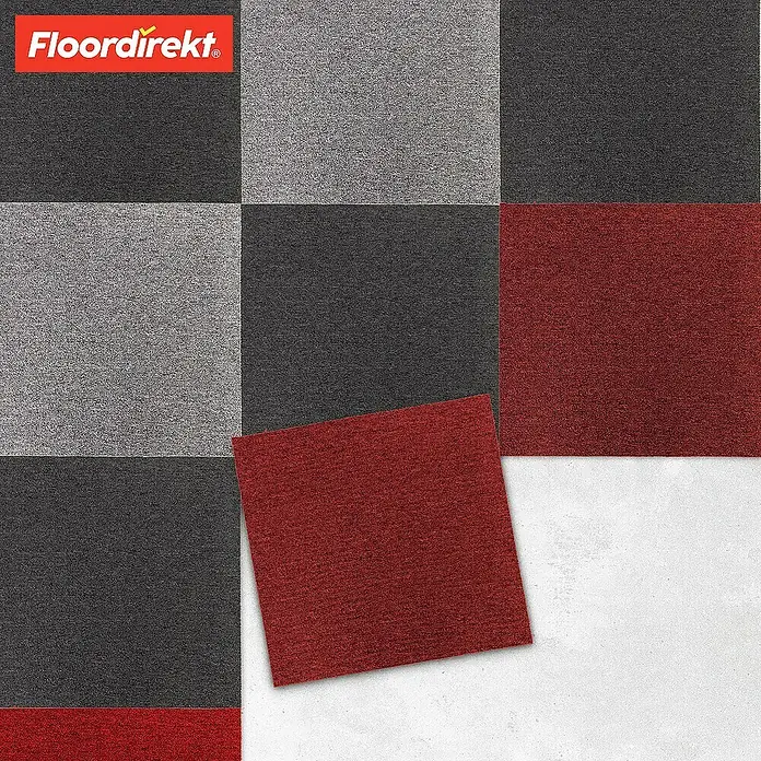 Floordirekt Teppichfliese Moscow 50 x 50 cm Rot - Schlinge, Rot
