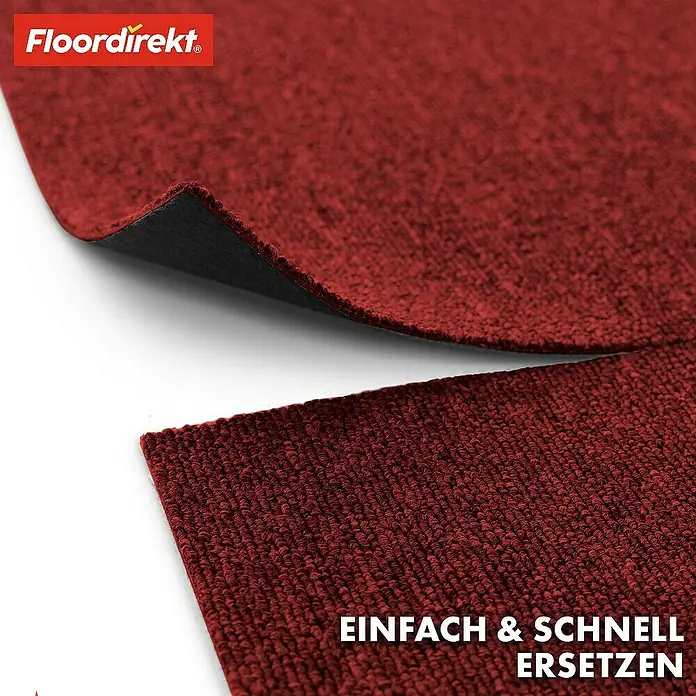 Floordirekt Teppichfliese Moscow 50 x 50 cm Rot - Schlinge, Rot
