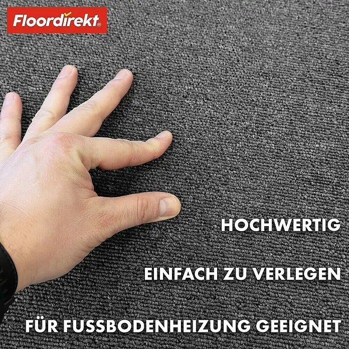 Floordirekt Teppichfliese Moscow 50 x 50 cm Dunkelgrau - Schlinge