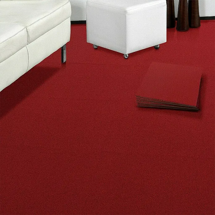 Floordirekt Teppichfliese Lyonn - 50 x 50 cm - 0,25 m² - Rot - Breite: 50 cm, Nylon, Rot