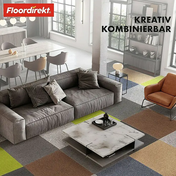 Floordirekt Teppichfliese Moscow 50 x 50 cm Dunkelgrau - Schlinge