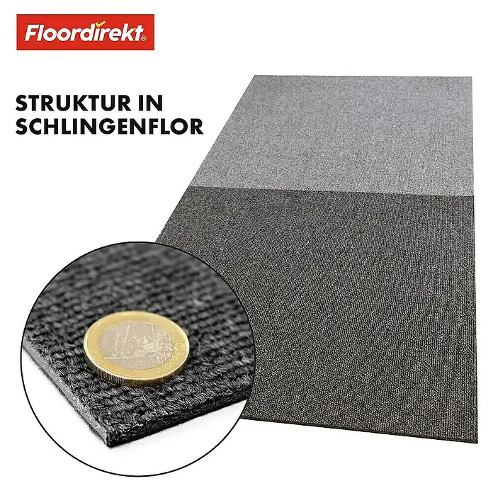 Floordirekt Teppichfliese Moscow 50 x 50 cm Dunkelgrau - Schlinge