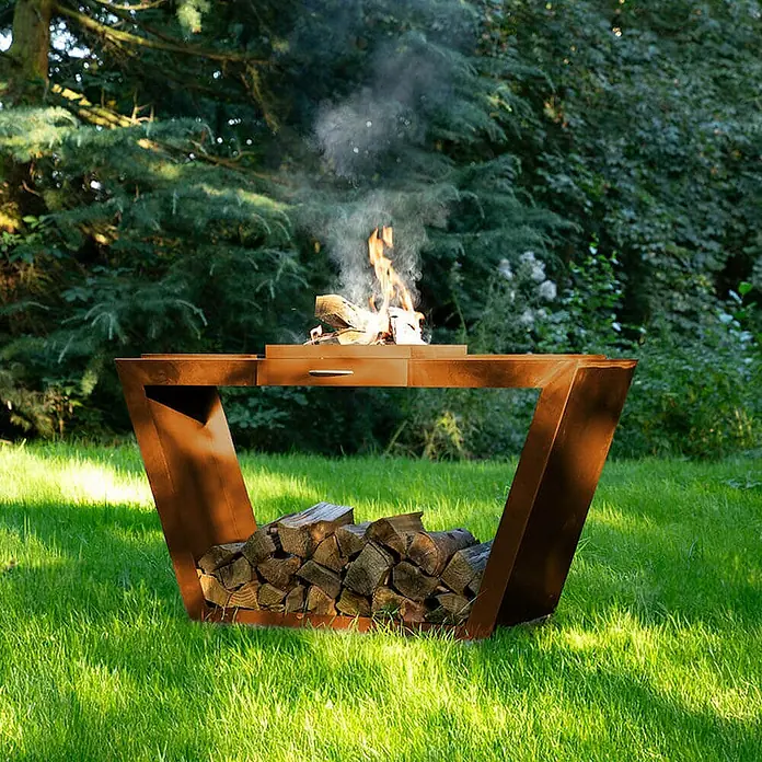 Home Deluxe Holzregal PAULO - H x B x T: 85 x 160 x 40 cm, Edelrost