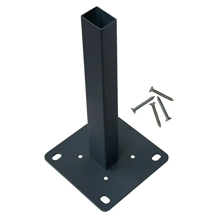 Joda Zaunpfosten Kingston - Höhe: 30,4 cm, Anthrazit, Stahl, Zum Aufschrauben - Pfostenfuß aus Metall mit Schrauben zur sicheren Befestigung von Pfosten, ideal für Zäune und Konstruktionen.