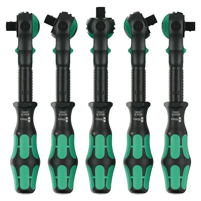 Wera Zyklop Knarre 8000 B Zyklop Speed Black Edition - ⅜″ - Fünf Wera 8000 B Knarrenschraubendreher, ideal für präzise Schraubarbeiten mit ergonomischem Griff für komfortablen Halt.