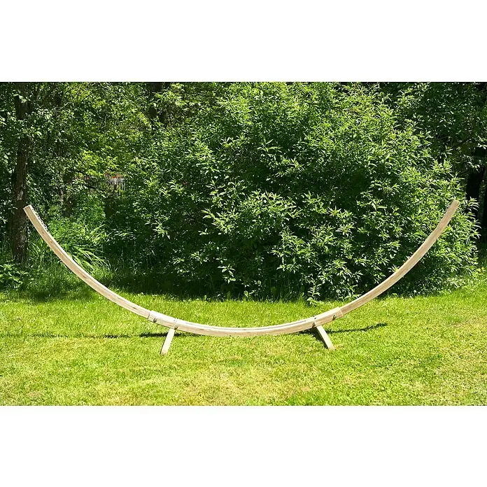Amazonas Hängemattengestell Kronos - L x B x H: 358 x 113 x 105 cm, Holz, Naturbraun - Holz-Hängemattengestell im Garten.