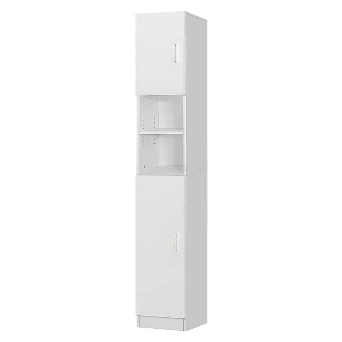 ML-Design Badmöbel-Set Hochschrank 6 Fächern 2 Türen Schmaler Schrank Aufbewahrungsschrank - Weiß