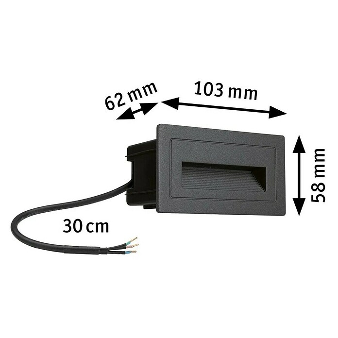 Paulmann LED ugradbena svjetiljka  (4 W, Topla bijela, Antracit, D x Š x V: 58 x 103 x 62 mm) | BAUHAUS