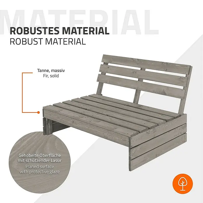 ML-Design Gartenbank Sitzbank mit Rückenlehne 2x Adirondack Gartenstuhl Feuerschale Bank - Kiefernholz, Fichtenholz, Grau