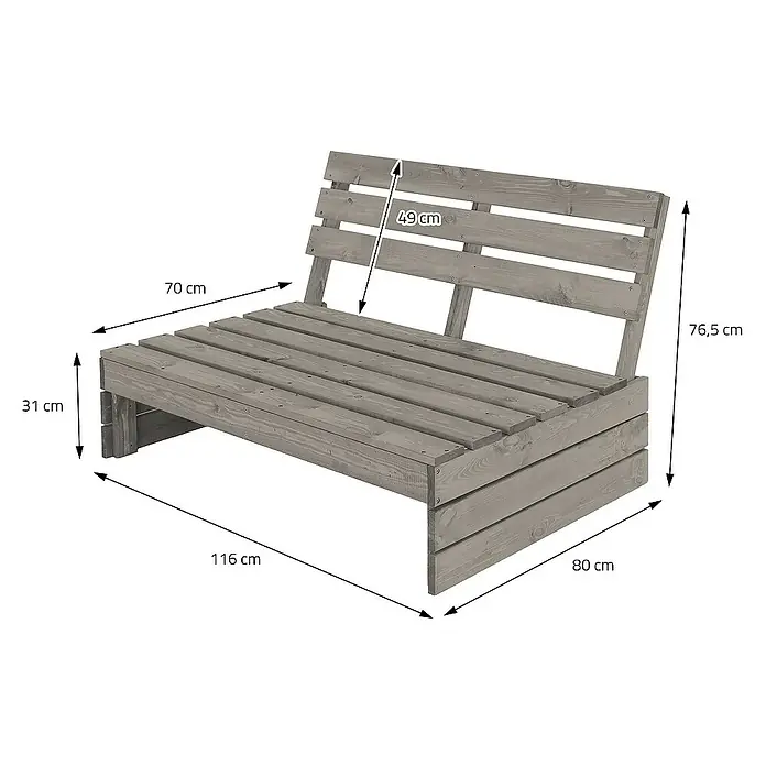 ML-Design Gartenbank Sitzbank mit Rückenlehne 2x Adirondack Gartenstuhl Feuerschale Bank - Kiefernholz, Fichtenholz, Grau