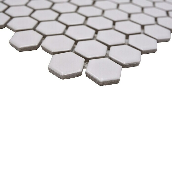 Mosaikfliese Hexagon Uni HX 055 (26 x 30 cm, Weiß, Matt)