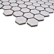 Mosaikfliese Hexagon Uni HX 055 (26 x 30 cm, Weiß, Matt)