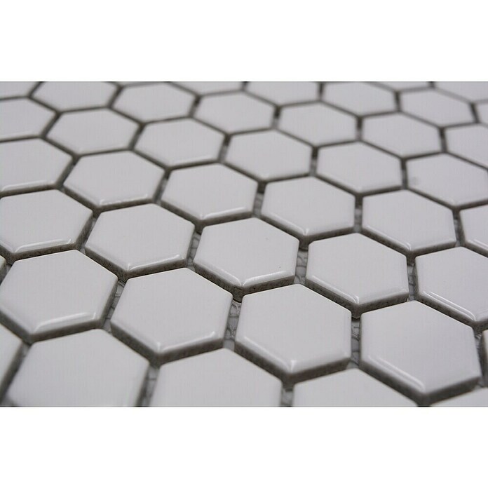 Mozaik pločica Hexagon Uni HX 050  (26 x 30 cm, Bijele boje, Sjaj) | BAUHAUS