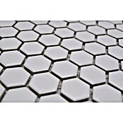 Mosaikfliese Hexagon Uni HX 055 (26 x 30 cm, Weiß, Matt)