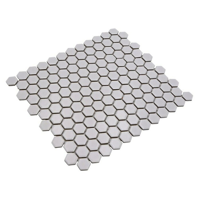 Mosaikfliese Hexagon Uni HX 055 (26 x 30 cm, Weiß, Matt)
