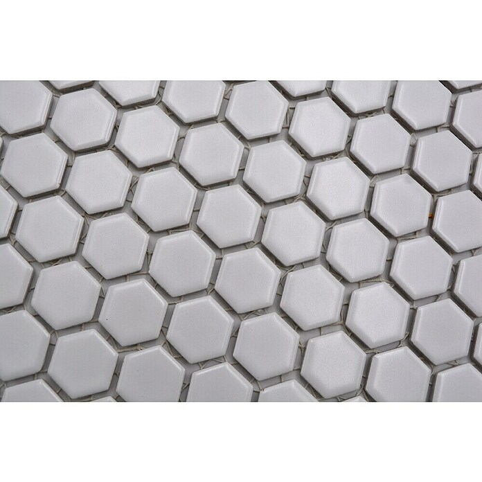 Mosaikfliese Hexagon Uni HX 055 (26 x 30 cm, Weiß, Matt)