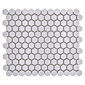 Mosaikfliese Hexagon Uni HX 055 (26 x 30 cm, Weiß, Matt)