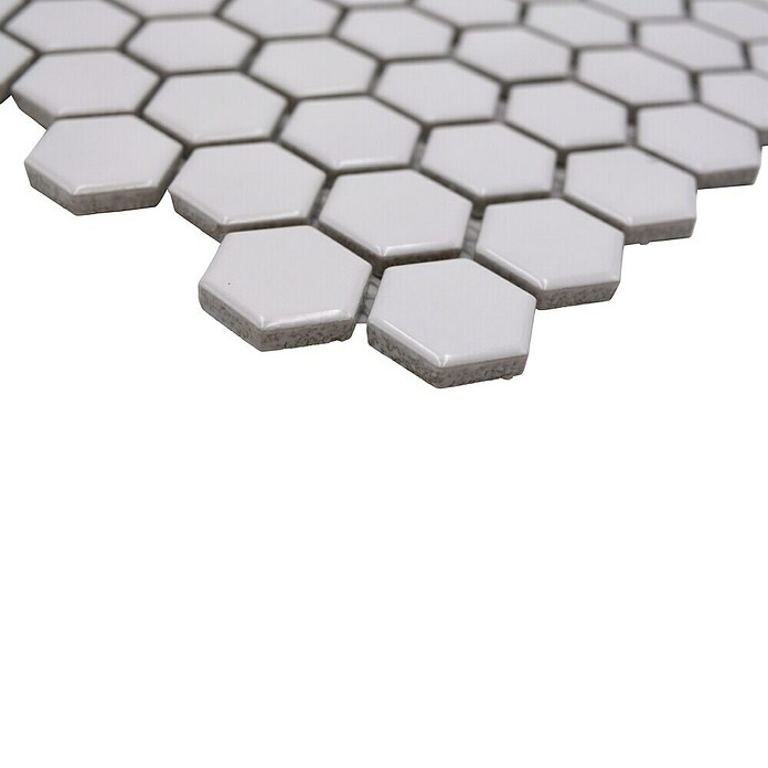 Mozaik pločica Hexagon Uni HX 050  (26 x 30 cm, Bijele boje, Sjaj) | BAUHAUS