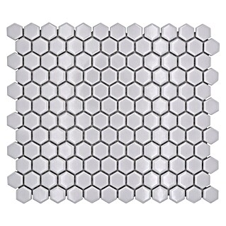 Mozaik pločica Hexagon Uni HX 050 (26 x 30 cm, Bijele boje, Sjaj)