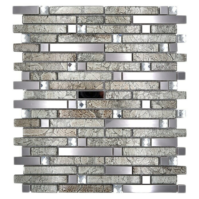 Mozaik pločica Crystal Mix XCM GV908  (29,8 x 33,8 cm, Srebrne boje, Sjaj) | BAUHAUS