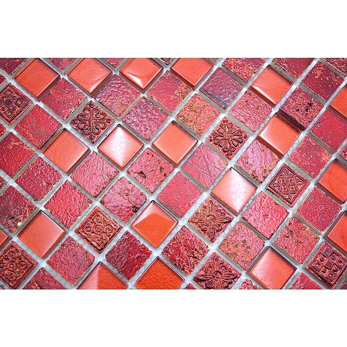 Mozaik pločica Quadrat Crystal Mix XCM CB 92  (32,7 x 30,2 cm, Crvene boje, Sjaj) | BAUHAUS