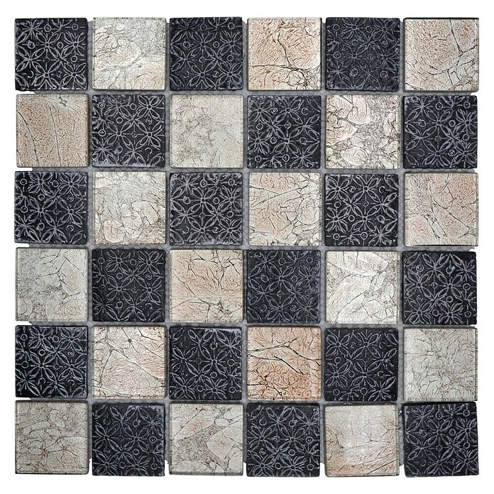 Mozaik pločica Quadrat Crystal Mix XCM 8OP4  (30 x 30 cm, Bež-sive boje, Sjaj) | BAUHAUS