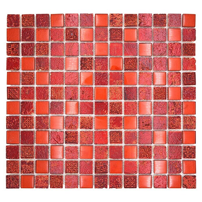Mozaik pločica Quadrat Crystal Mix XCM CB 92  (32,7 x 30,2 cm, Crvene boje, Sjaj) | BAUHAUS