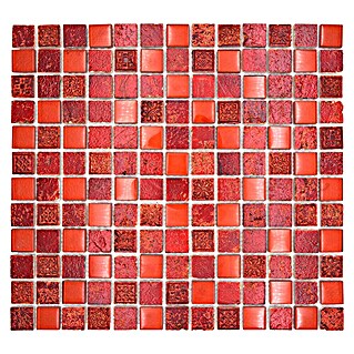 Mozaik pločica Quadrat Crystal Mix XCM CB 92 (32,7 x 30,2 cm, Crvene boje, Sjaj)