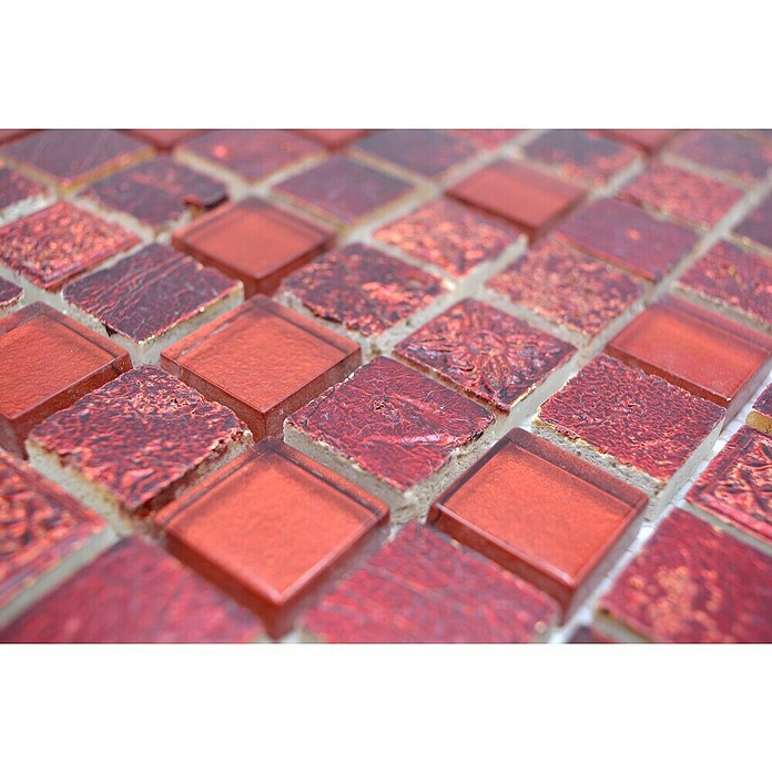 Mozaik pločica Quadrat Crystal Mix XCM CB 92  (32,7 x 30,2 cm, Crvene boje, Sjaj) | BAUHAUS