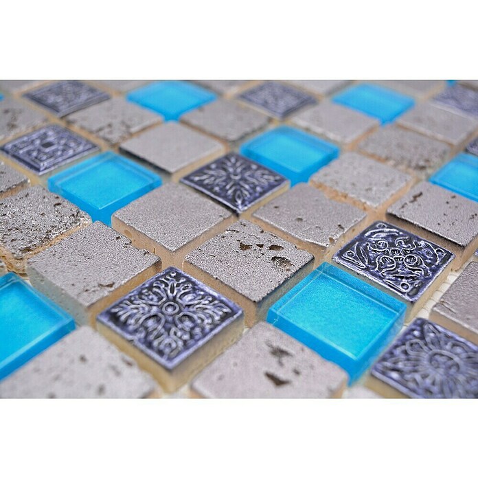 Mozaik pločica Quadrat Crystal Mix XCM CB 65  (32,7 x 30,2 cm, Plave boje, Sjaj) | BAUHAUS