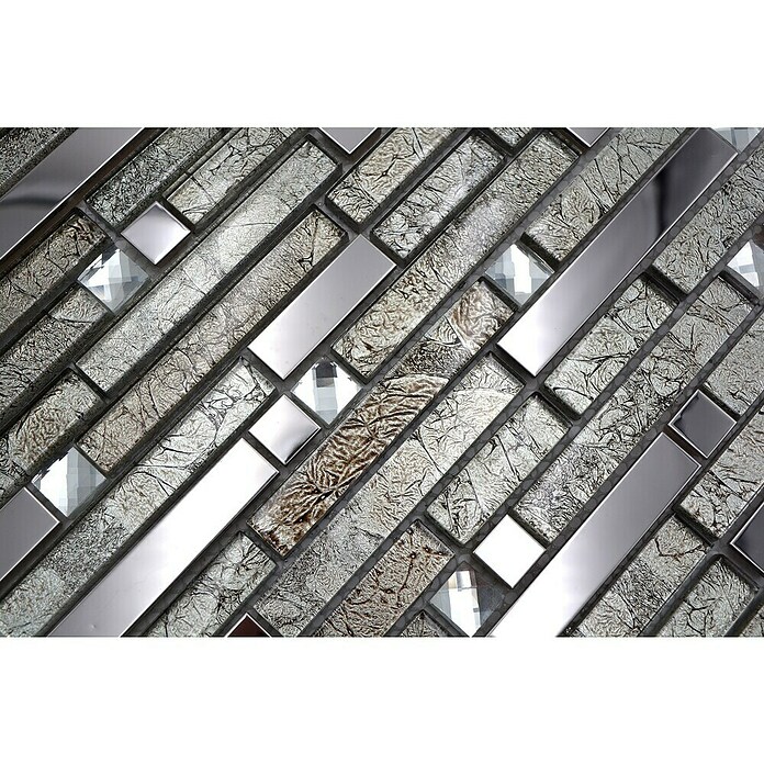 Mozaik pločica Crystal Mix XCM GV908  (29,8 x 33,8 cm, Srebrne boje, Sjaj) | BAUHAUS