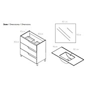 Conjunto de mueble de baño Riva (Ancho: 80 cm, Roble, 3 pzs.) | BAUHAUS