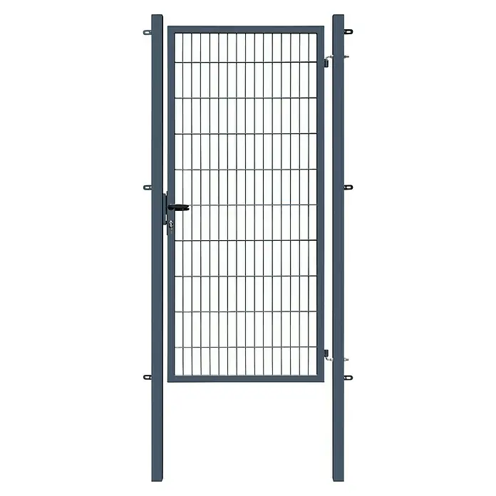 FA-Bausysteme Zauntor Basic - 1,2 x 2 m, Stahl, Anthrazit, 1-Flügel - Metallgittertor in Anthrazit mit Schloss und Griff. Das Gittertor ist robust und bietet Sicherheit für Haus und Garten.