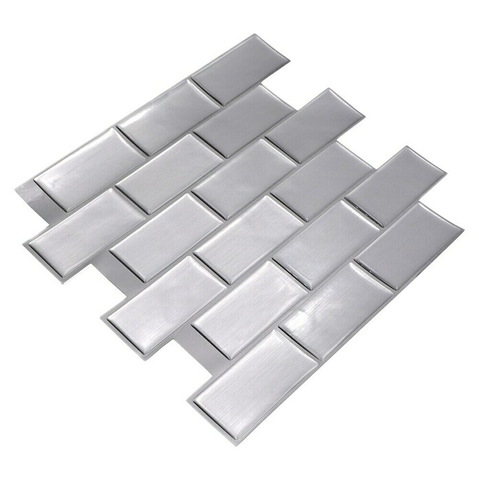 Samoljepljiva mozaik pločica (4 kom, 24,8 x 25,5 cm, Srebrno, Sjajno)