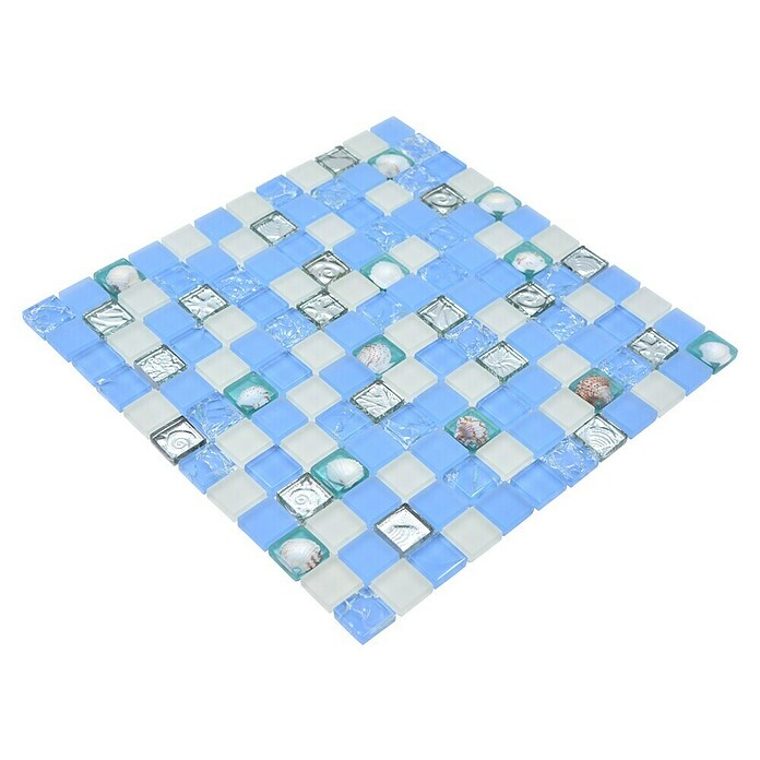 Mozaik pločica Quadrat Crystal XCM 8OP8  (30 x 30 cm, Plave boje, Sjaj) | BAUHAUS