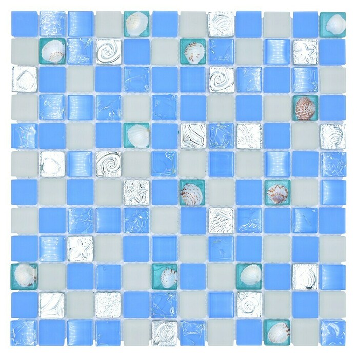Mozaik pločica Quadrat Crystal XCM 8OP8  (30 x 30 cm, Plave boje, Sjaj) | BAUHAUS