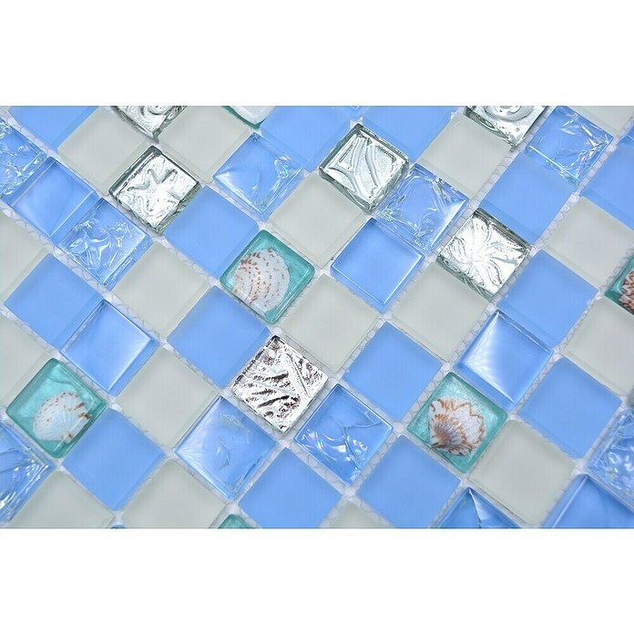 Mozaik pločica Quadrat Crystal XCM 8OP8  (30 x 30 cm, Plave boje, Sjaj) | BAUHAUS