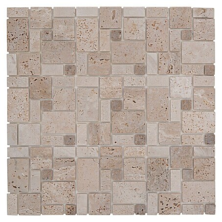 Selbstklebemosaik Travertin SAM 4CM14 (30,5 x 30,5 cm, Mix Beige, Matt)